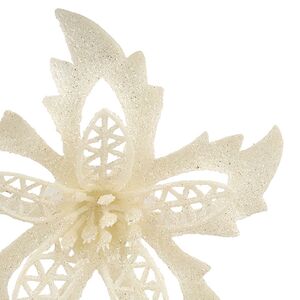 Искусственная пуансеттия Danielius 12 см, 3 шт, белая, клипса Koopman фото 2