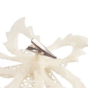 Искусственная пуансеттия Danielius 12 см, 3 шт, белая, клипса Koopman фото 5