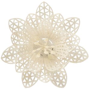 Искусственная пуансеттия Cassidy 12 см, 3 шт, белая, клипса Koopman фото 1