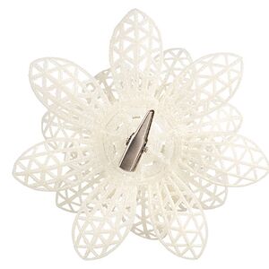 Искусственная пуансеттия Cassidy 12 см, 3 шт, белая, клипса Koopman фото 2