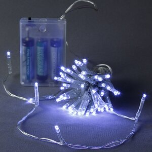 Электрогирлянда "Зимнее Утро" с холодными белыми LED лампами, батарейки, прозрачный провод