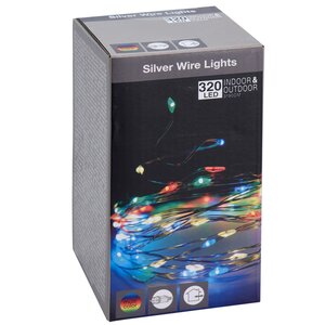 Светодиодная гирлянда Капельки 32 м, 320 разноцветных мини LED ламп, серебряная проволока, контроллер, IP44 Koopman фото 3