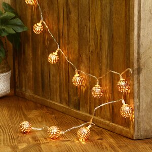 Светодиодная гирлянда на батарейках Шарики Ferarro Bronze 0.9 м, 10 теплых белых LED ламп, прозрачный ПВХ, IP20 Koopman (Купман) фото 2