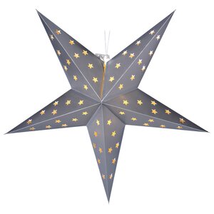 Светящаяся Звезда Капелла из бумаги 60 см серебряная 10 теплых белых мини LED ламп, батарейки Koopman фото 1