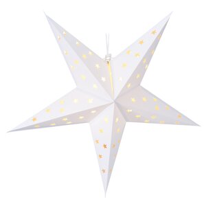 Светящаяся Звезда Капелла из бумаги 60 см белая 10 теплых белых мини LED ламп, батарейки