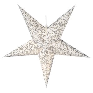 Светящаяся Звезда Капелла из бумаги бело-серебряная теплые белые мини LED ламп, батарейки