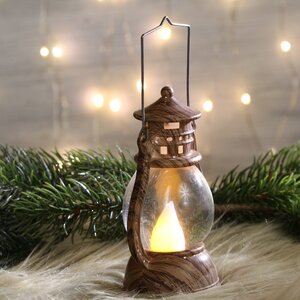 Декоративный фонарь - снежный шар Лампа волшебника Бартоломеуса 12 см на батарейке, янтарный Koopman фото 1