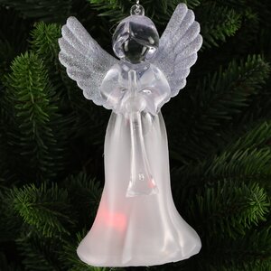 Светящаяся елочная игрушка Ангел Иоганно с перламутровыми крыльями 12 см на батарейке, RGB LED подсветка, подвеска Koopman фото 3