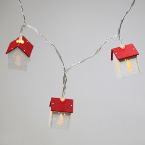 Светодиодная гирлянда на батарейках Домики Арвуд с красными крышами, 10 теплых белых LED ламп, IP20 Koopman фото 3
