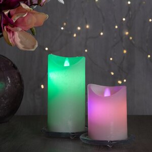 Светодиодная восковая свеча Живое Пламя RGB 10*7.5 см, белая, на батарейках Koopman фото 4