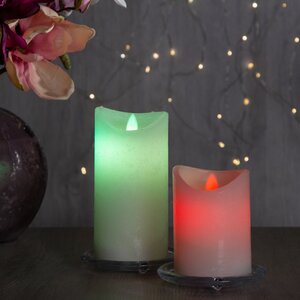 Светодиодная восковая свеча Живое Пламя RGB 10*7.5 см, белая, на батарейках Koopman фото 5