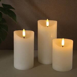 Набор светодиодных свечей с имитацией пламени Allure Blanc 10-15 см, 3 шт, с пультом управления, на батарейках Koopman фото 2
