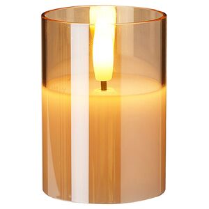 Светодиодная свеча с имитацией пламени Матфен 7 см янтарная, стекло, на батарейках, таймер Koopman фото 1