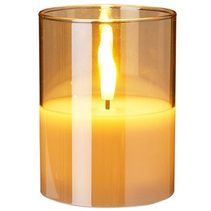 Светодиодная свеча с имитацией пламени Матфен 10 см янтарная, стекло, на батарейках, таймер Koopman фото 1