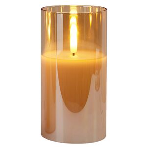 Светодиодная свеча с имитацией пламени Матфен 15 см янтарная, стекло, на батарейках, таймер Koopman фото 1
