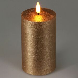 Светодиодная восковая свеча Rustic 12.5 см золотая, мерцающее пламя, на батарейках, таймер Koopman фото 1