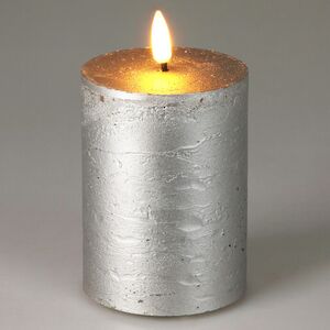 Светодиодная восковая свеча Rustic 10 см серебряная, мерцающее пламя, на батарейках, таймер Koopman фото 1
