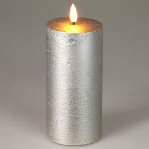 Светодиодная восковая свеча Rustic 12.5 см серебряная, мерцающее пламя, на батарейках, таймер Koopman фото 1