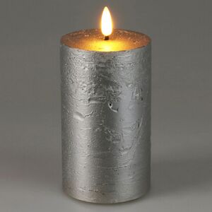 Светодиодная восковая свеча Rustic 15 см серебряная, мерцающее пламя, на батарейках, таймер Koopman фото 1