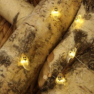 Светодиодная гирлянда на батарейках Привидения 2.2 м, 15 теплых белых LED ламп, прозрачный ПВХ, IP20 Koopman фото 2