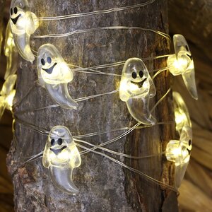 Светодиодная гирлянда на батарейках Привидения 2.2 м, 15 теплых белых LED ламп, прозрачный ПВХ, IP20 Koopman фото 6