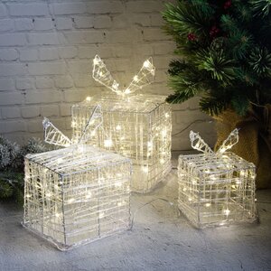 Светящиеся Волшебные Подарки под елку 10-20 см, 3 шт, 90 теплых белых мини LED ламп Koopman фото 1