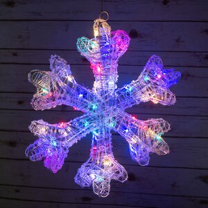 Светодиодная снежинка Алансон 40 см, 50 разноцветных мини LED ламп, на батарейках Koopman фото 1