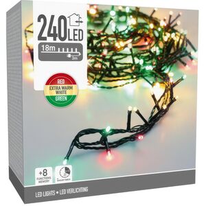 Светодиодная гирлянда Koopman Comfort Italian 18 м, 240 разноцветных LED ламп, зеленый ПВХ, контроллер, таймер, IP44 Koopman фото 1