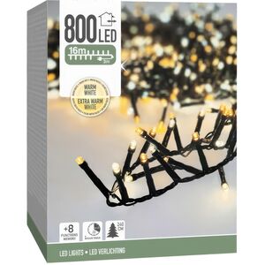 Светодиодная гирлянда Koopman Snake Comfort 16 м, 800 теплых/экстра теплых белых LED ламп, зеленый ПВХ, контроллер, таймер, IP44 Koopman фото 1