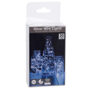 Светодиодная гирлянда Роса Oasis с батареечным блоком-свечой, 1 м, 20 холодных белых LED, серебряная проволока Koopman (Купман) фото 2