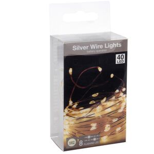 Светодиодная гирлянда Капельки на батарейках 2 м, 40 теплых белых мини LED ламп с мерцанием, серебряная проволока, IP20 Koopman фото 3