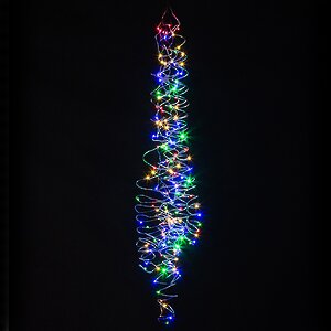 Гирлянда Хвост Капельки, разноцветные мини LED лампы, серебряная ПРОВОЛОКА, IP44