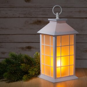 Декоративный фонарь с имитацией пламени Асгард 28 см белый в клеточку, на батарейках Koopman фото 1
