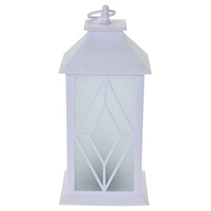 Декоративный фонарь с имитацией пламени Асгард 28 см белый с ромбами, на батарейках Koopman фото 2