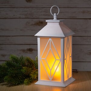 Декоративный фонарь с имитацией пламени Асгард 28 см белый с ромбами, на батарейках Koopman фото 1