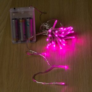 Светодиодная гирлянда Фантазия на батарейках 3 м, 30 розовых LED ламп, прозрачный ПВХ, IP20 Koopman фото 3
