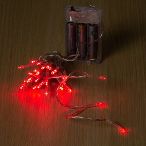 Светодиодная гирлянда Фантазия на батарейках 3 м, 30 красных LED ламп, прозрачный ПВХ, IP20 Koopman фото 2