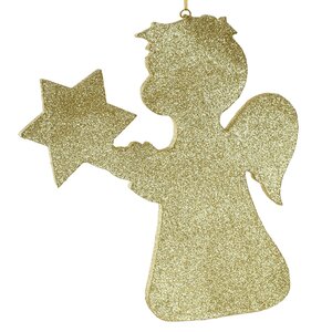 Игрушка для уличной елки Ангел со звездой 25 см золотой, пеноплекс МанузинЪ фото 2
