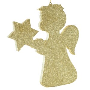Игрушка для уличной елки Ангел со звездой 25 см золотой, пеноплекс МанузинЪ фото 1