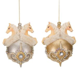 Елочная игрушка Лошади Графства Анжу - Winter Baroque 14 см серебряная Goodwill фото 2
