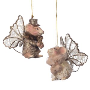 Набор елочных игрушек Мышки-эльфы - Волшебный лес Монтерра 9 см, 2 шт, подвеска Goodwill фото 1