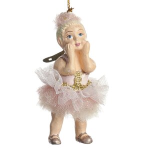 Елочная игрушка Балерина из Музыкальной Шкатулки 5 см розовая, подвеска Goodwill фото 1