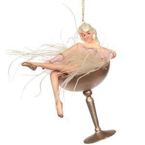 Елочное украшение Танцовщица Рокси Харт 13 см в бокале с шампанским, подвеска Goodwill фото 1