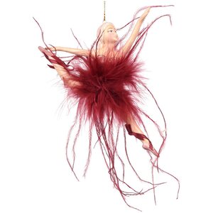 Елочное украшение Балерина Мари-Франсуаз 15 см в красном платье, подвеска
