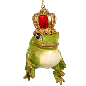 Елочная игрушка Лягушка Император 13 см светло-зеленая, подвеска Goodwill фото 1