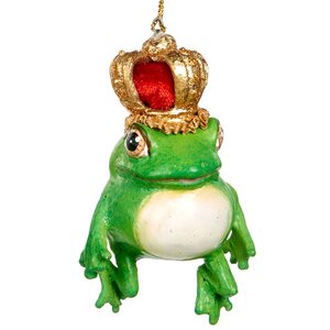 Елочная игрушка Лягушка Император 13 см зеленая, подвеска Goodwill фото 1
