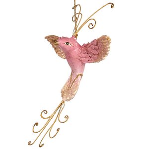 Елочная игрушка Птица Колибри де Лорен 15 см нежно-розовая, подвеска Goodwill фото 2