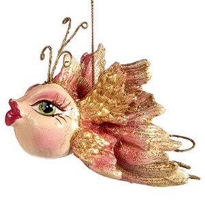 Елочная игрушка Рыбка Делла София 13 см нежно-розовая с золотым, подвеска Goodwill фото 1