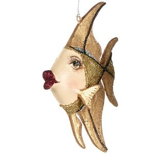 Елочная игрушка Рыбка-ангел Гэтсби 13 см золотисто-миндальная, подвеска Goodwill фото 1