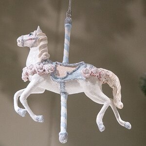 Елочная игрушка Рождественская карусель - Лошадка 15 см белая, подвеска Goodwill фото 2